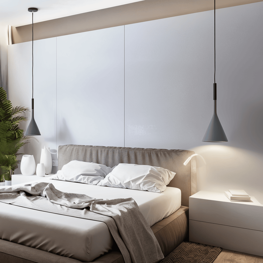 Konisk metalpendellampe med downlight
