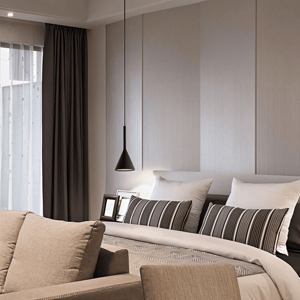 Konisk metalpendellampe med downlight
