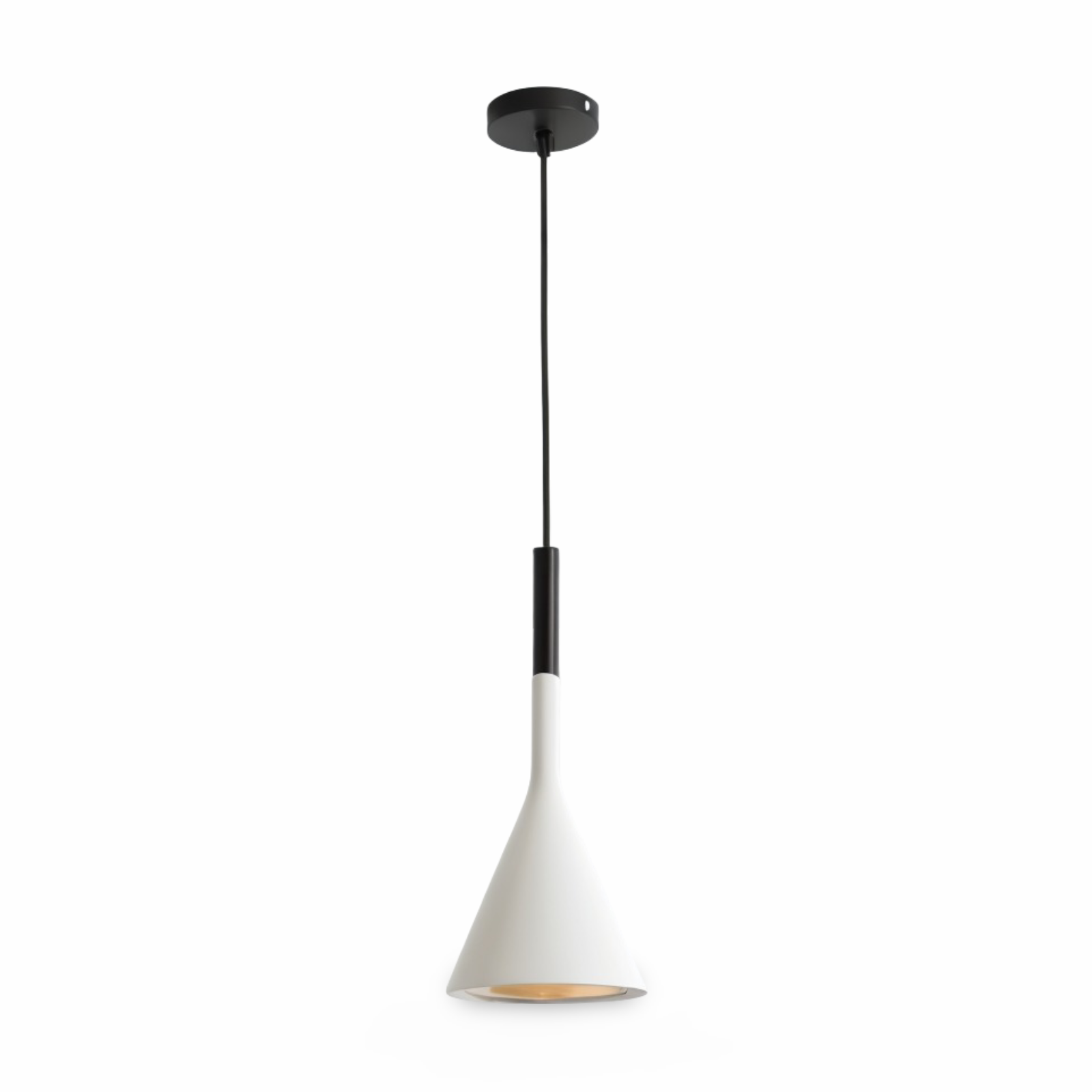 Konisk metalpendellampe med downlight