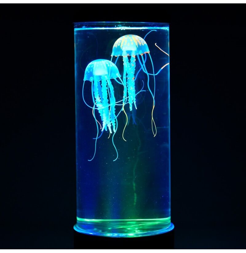 LED Jellyfish Lampe med Fjernbetjening Farveskiftende Sensorisk Belysning
