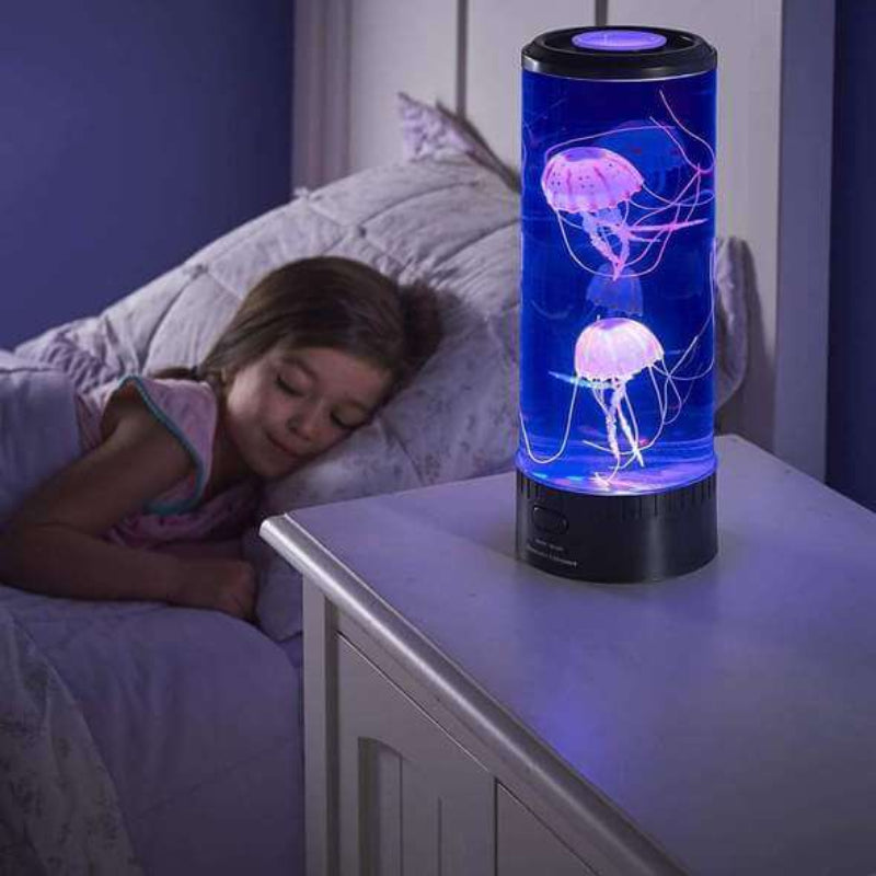 LED Jellyfish Lampe med Fjernbetjening Farveskiftende Sensorisk Belysning