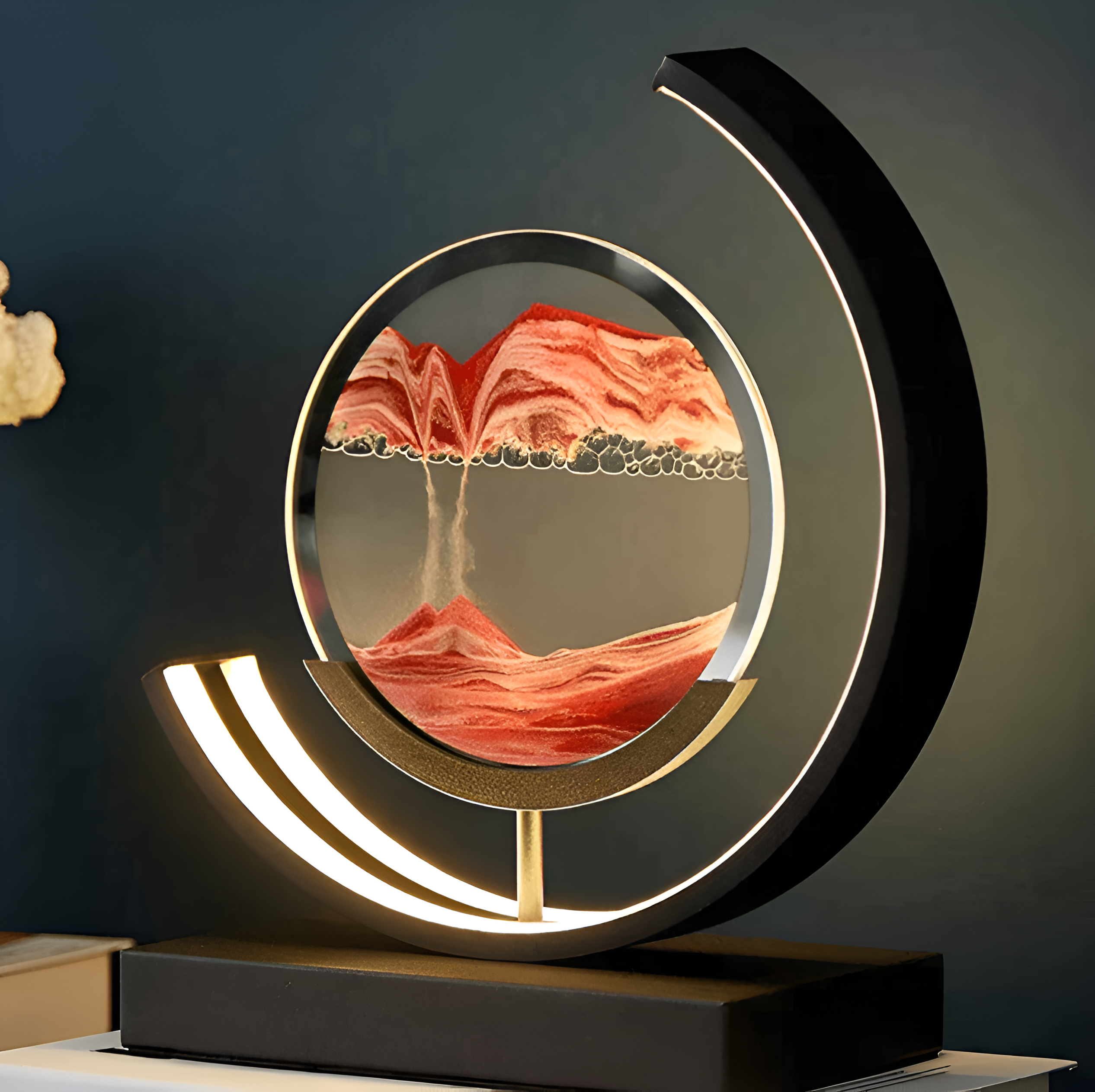 LED bordlampe med 3D sandkunst Dæmpbart dekorativt design med bevægeligt sandbillede