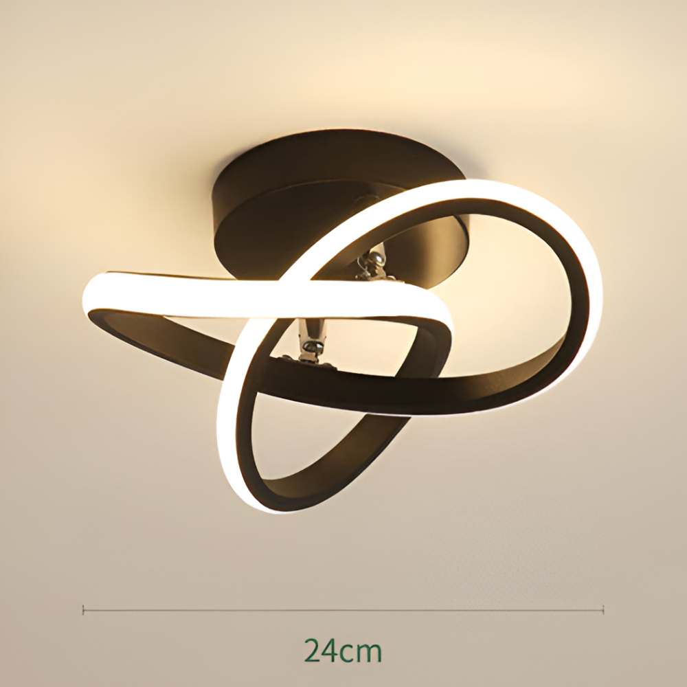 LED loftlampe med skulpturelt snoet design