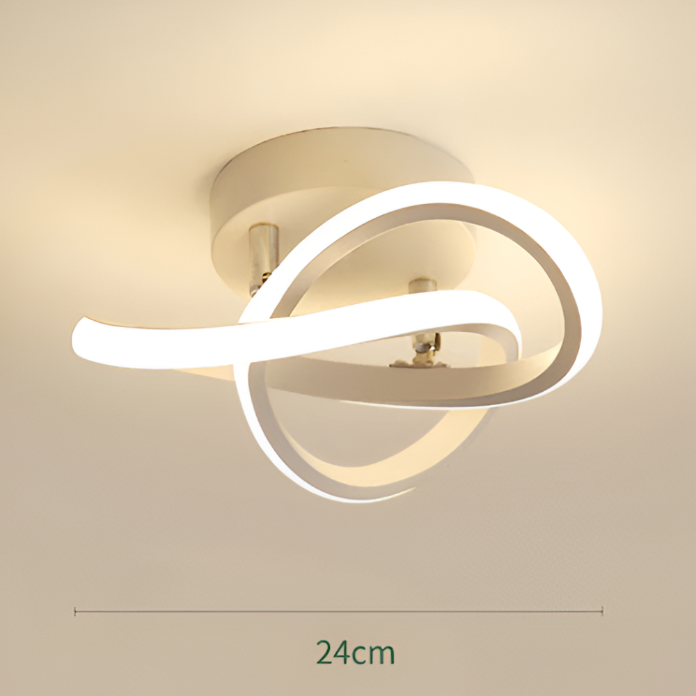 LED loftlampe med skulpturelt snoet design