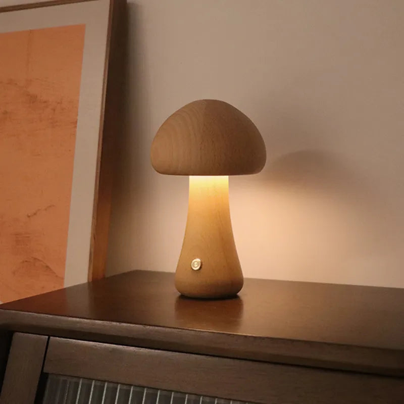 Ledningsfri bordlampe med paddehatte genopladelig LED med touchfunktion