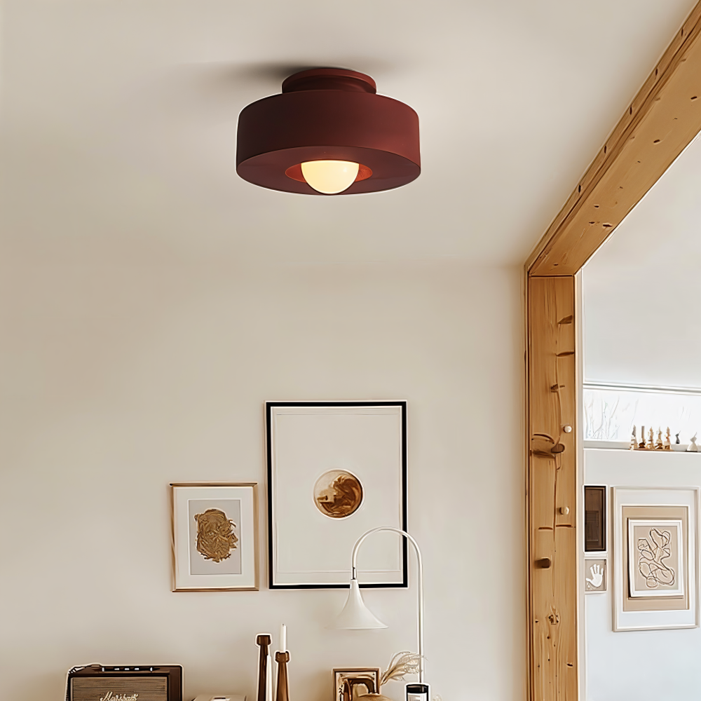 Metal loftlampe med rund cylinderform
