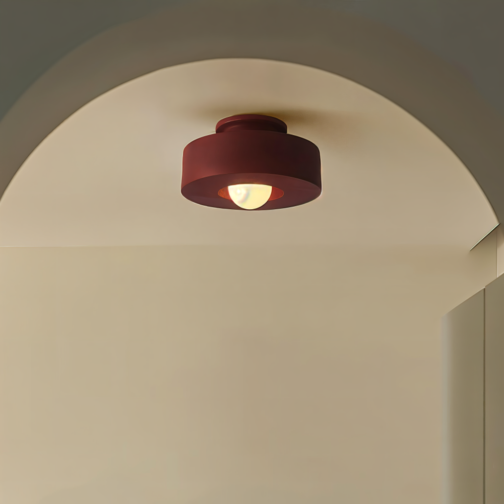 Metal loftlampe med rund cylinderform