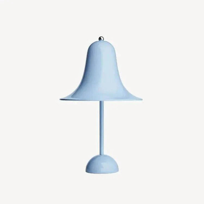Metalbordlampe med urskærm og rund fod