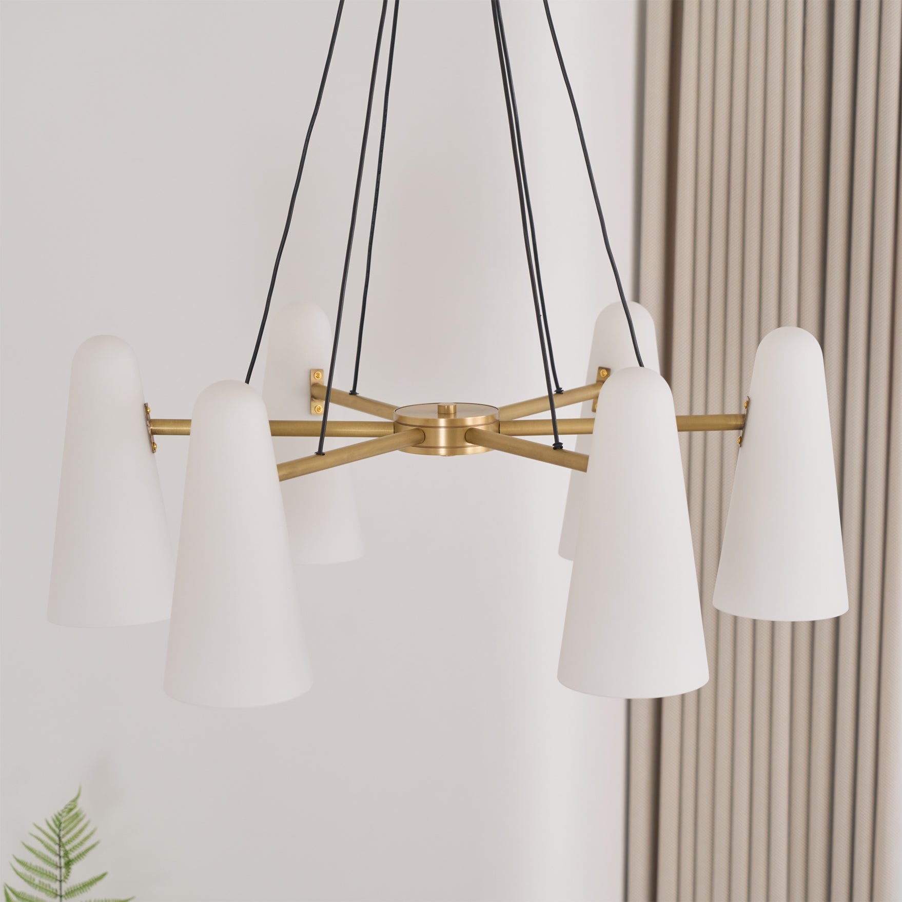 Brass Chandelier with White Glass Shades Candelabra Base Dining Room