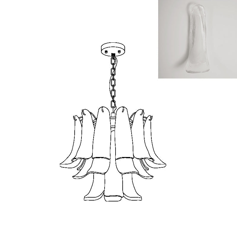 Murano Style Glass Petal Chandelier Hand Formed Glass Copper Frame
