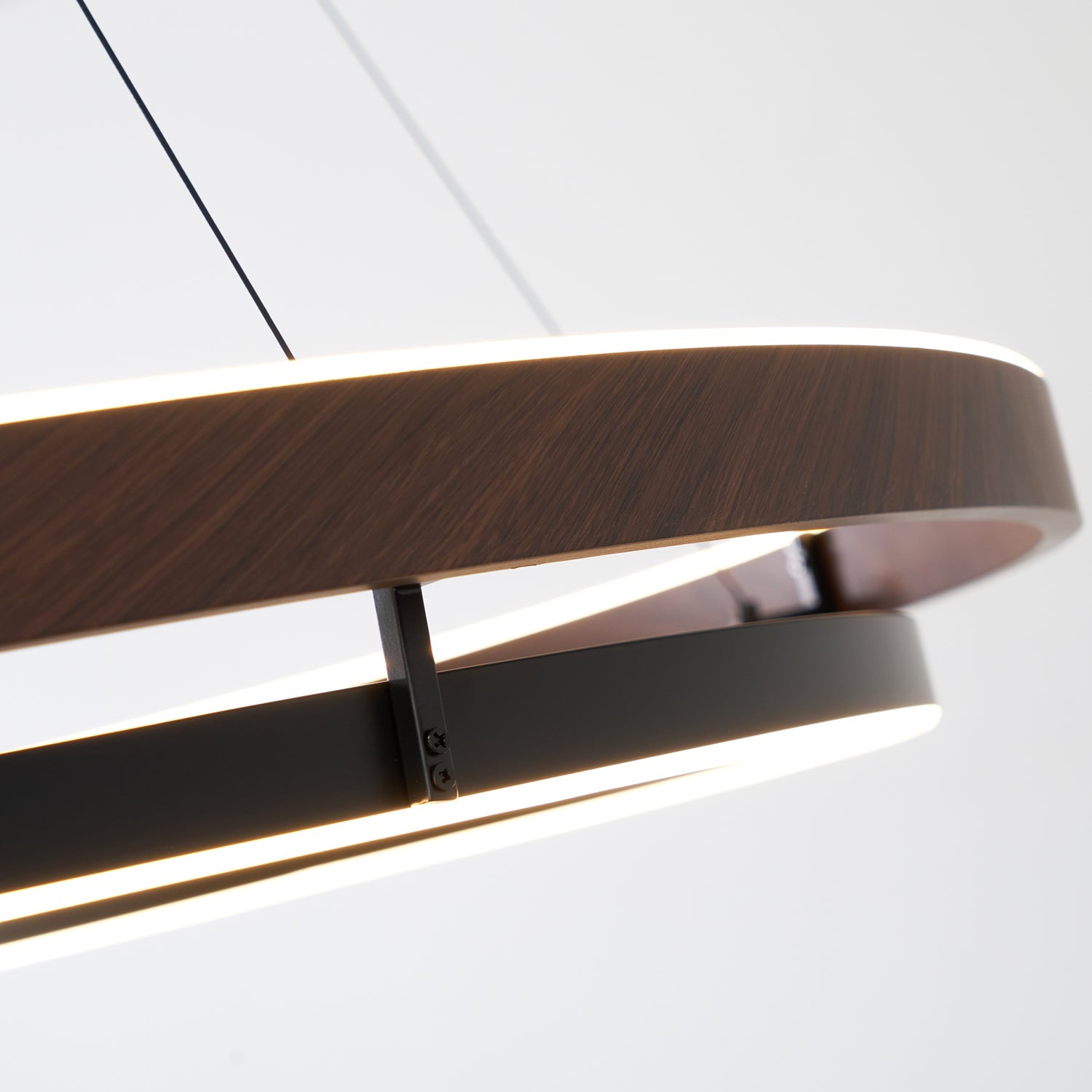 Halo Ring LED Pendant Light Walnut Finish Triac Dimmable Living Room