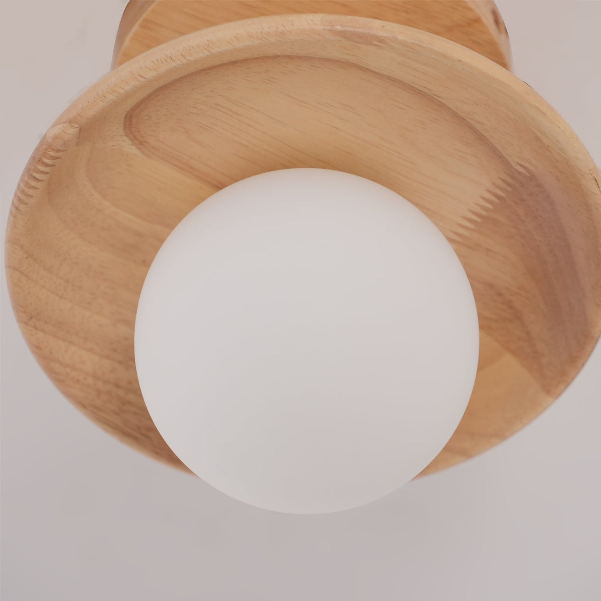Low Profile Flush Mount Ceiling Light Ash Wood and White Glass Hallway