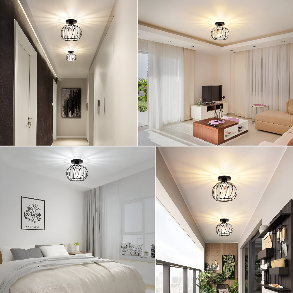 Plafond loftslampe med krystal burdesign i metal