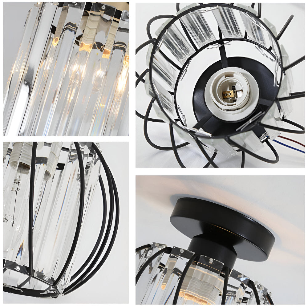 Plafond loftslampe med krystal burdesign i metal