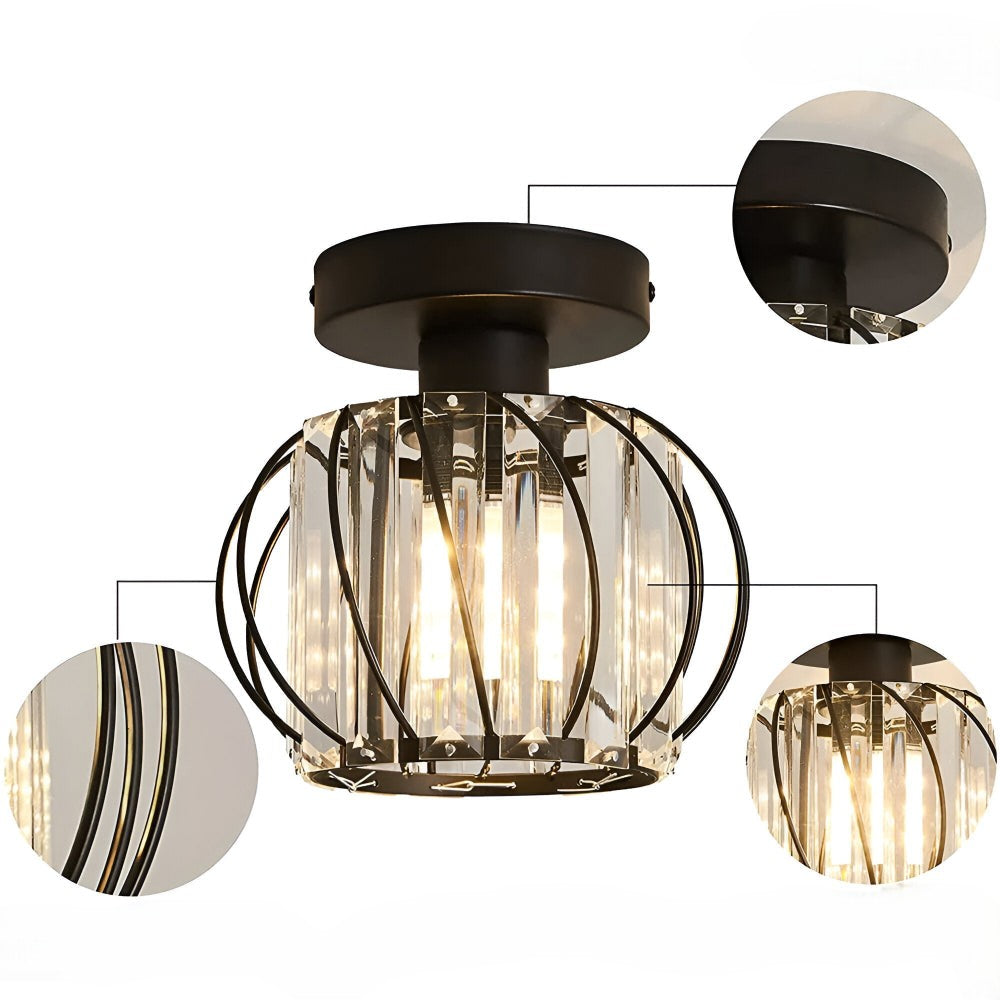 Plafond loftslampe med krystal burdesign i metal