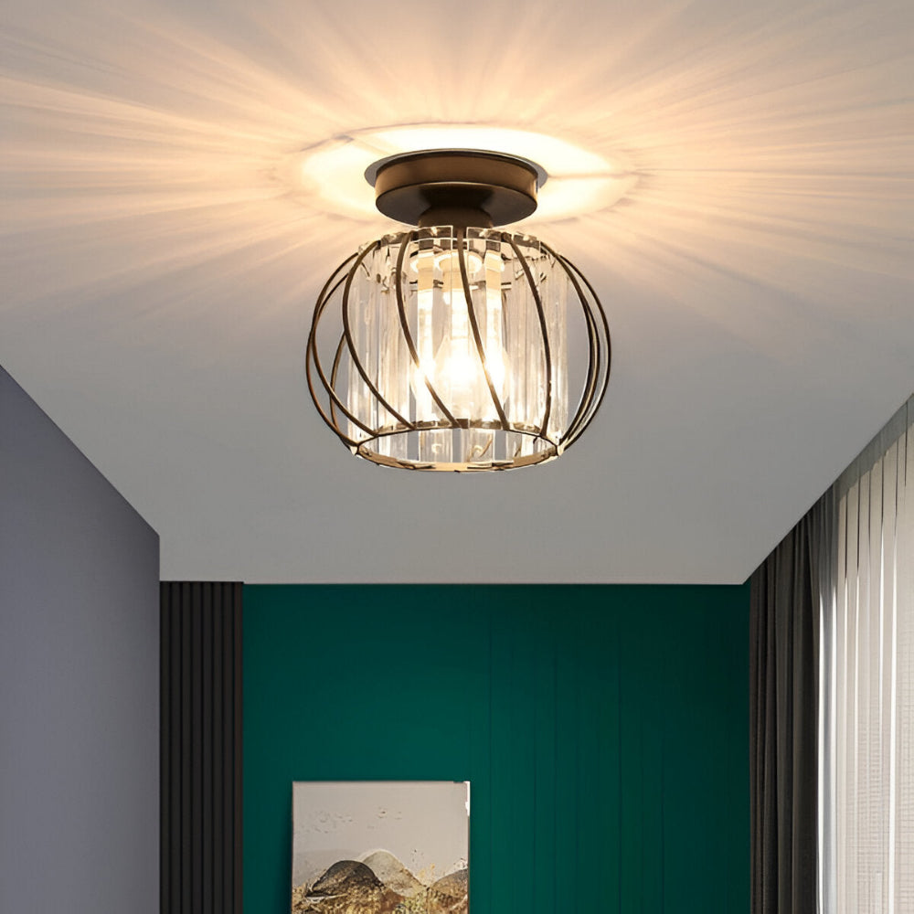 Plafond loftslampe med krystal burdesign i metal