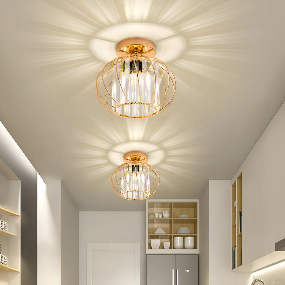 Plafond loftslampe med krystal burdesign i metal