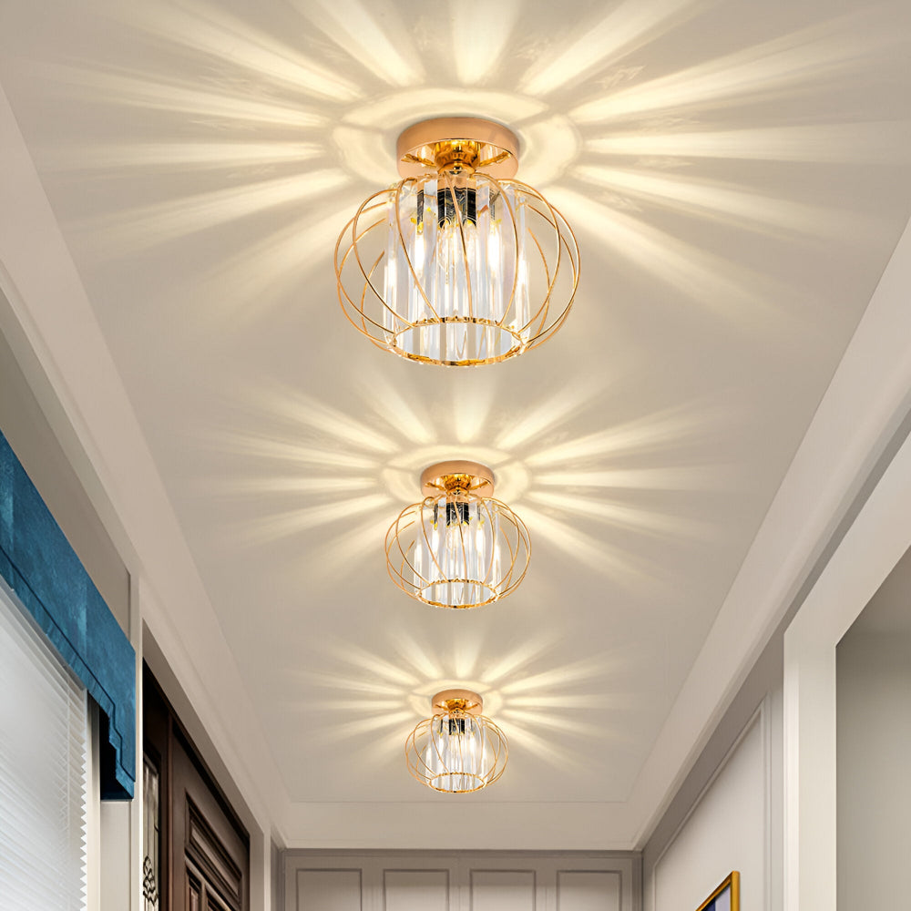 Plafond loftslampe med krystal burdesign i metal