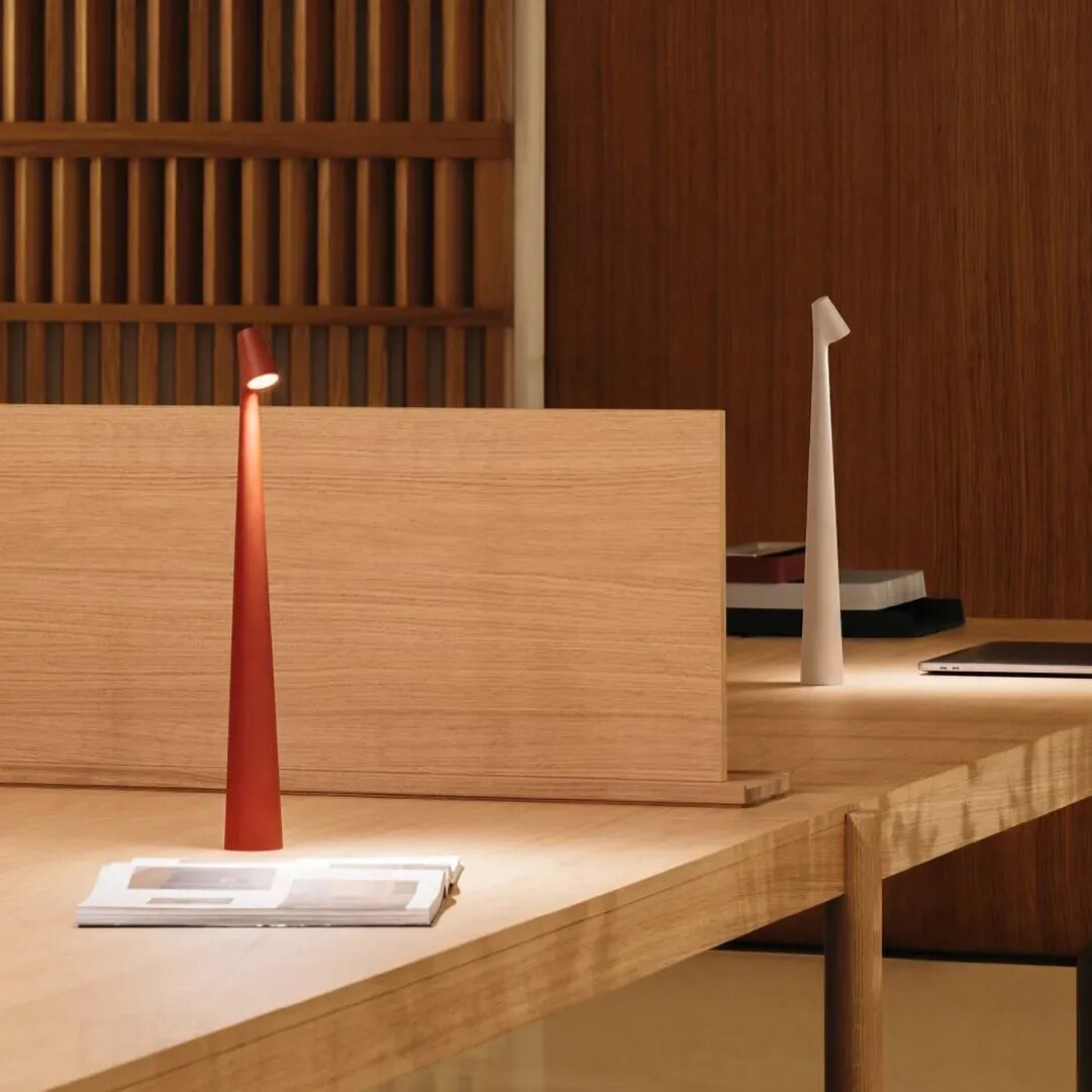 Cordless Table Lamp Aluminum Touch Dimmable Downward Shade for Reading