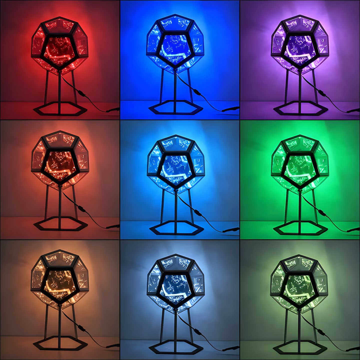 Night Light 3D Infinity Mirror Dodecahedron Color Changing for Bedroom