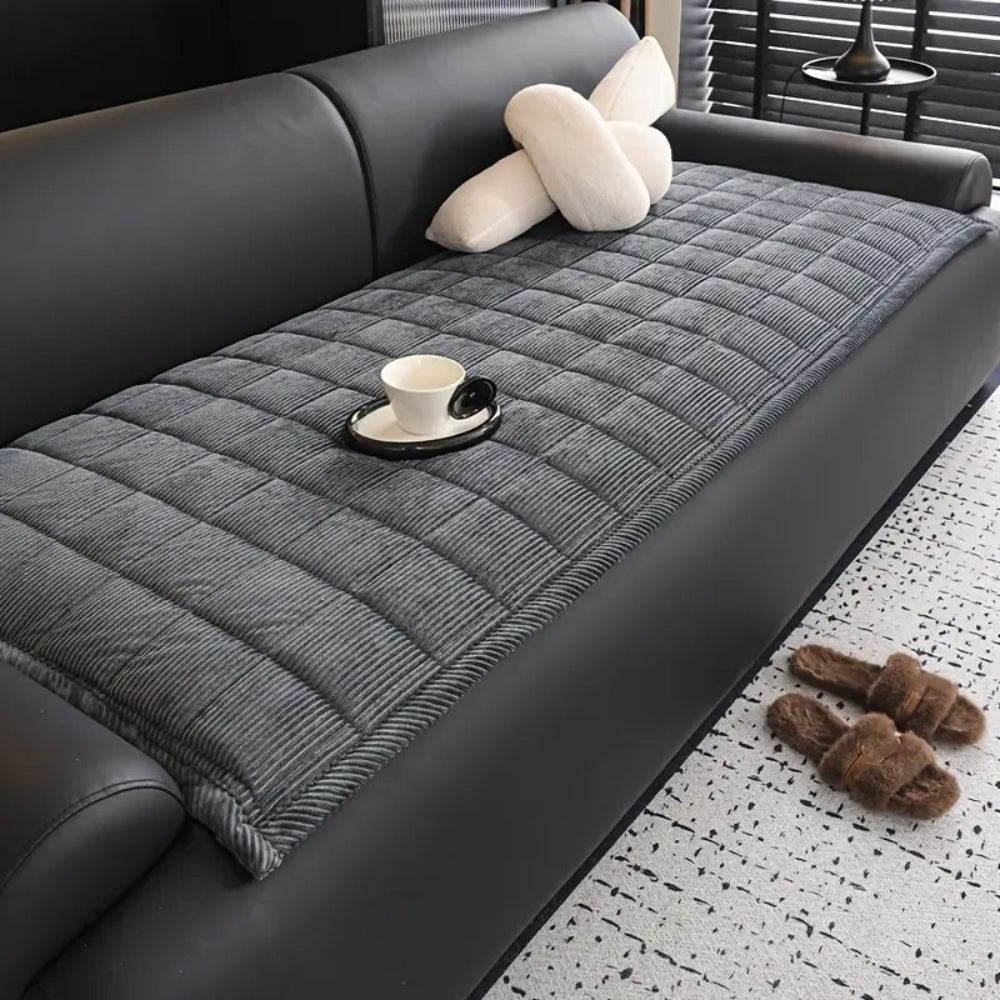 Quilted Sofa Seat Mat Corduroy Non-Slip Backing