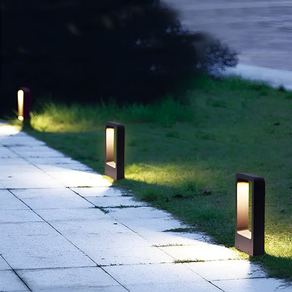 Rektangulær udendørs metal LED havelampe