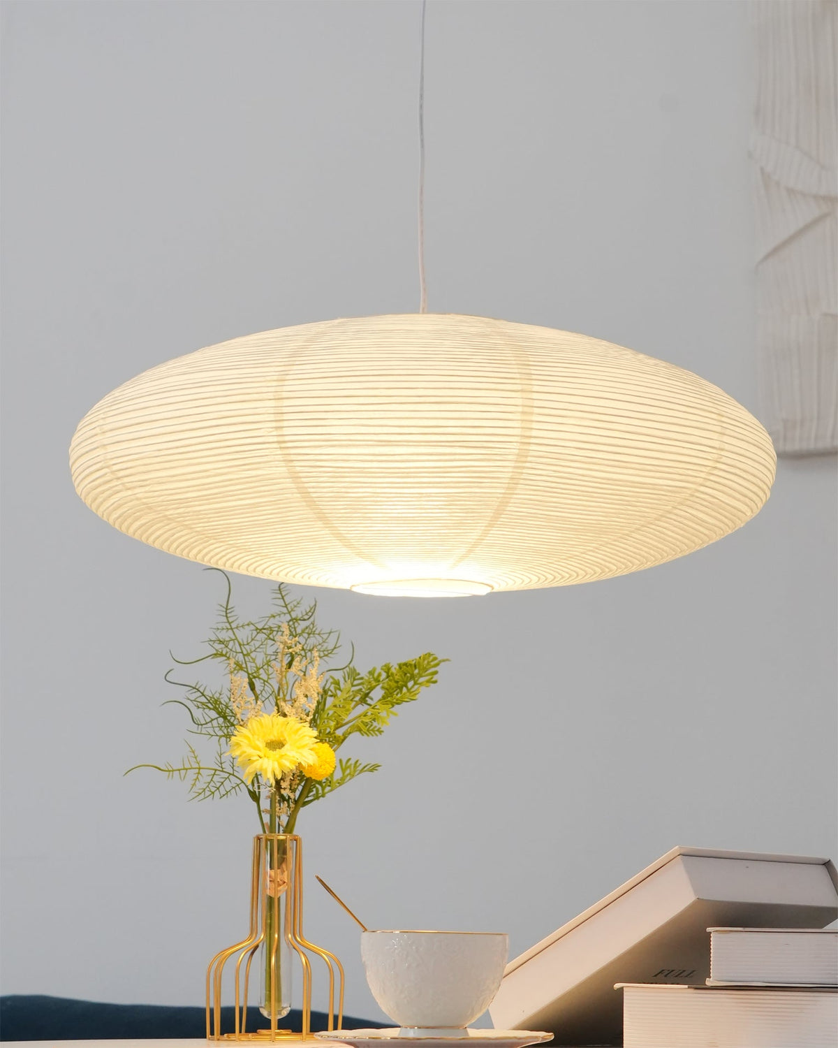 Washi Paper Pendant Light Mulberry Paper Shade for Dining Room