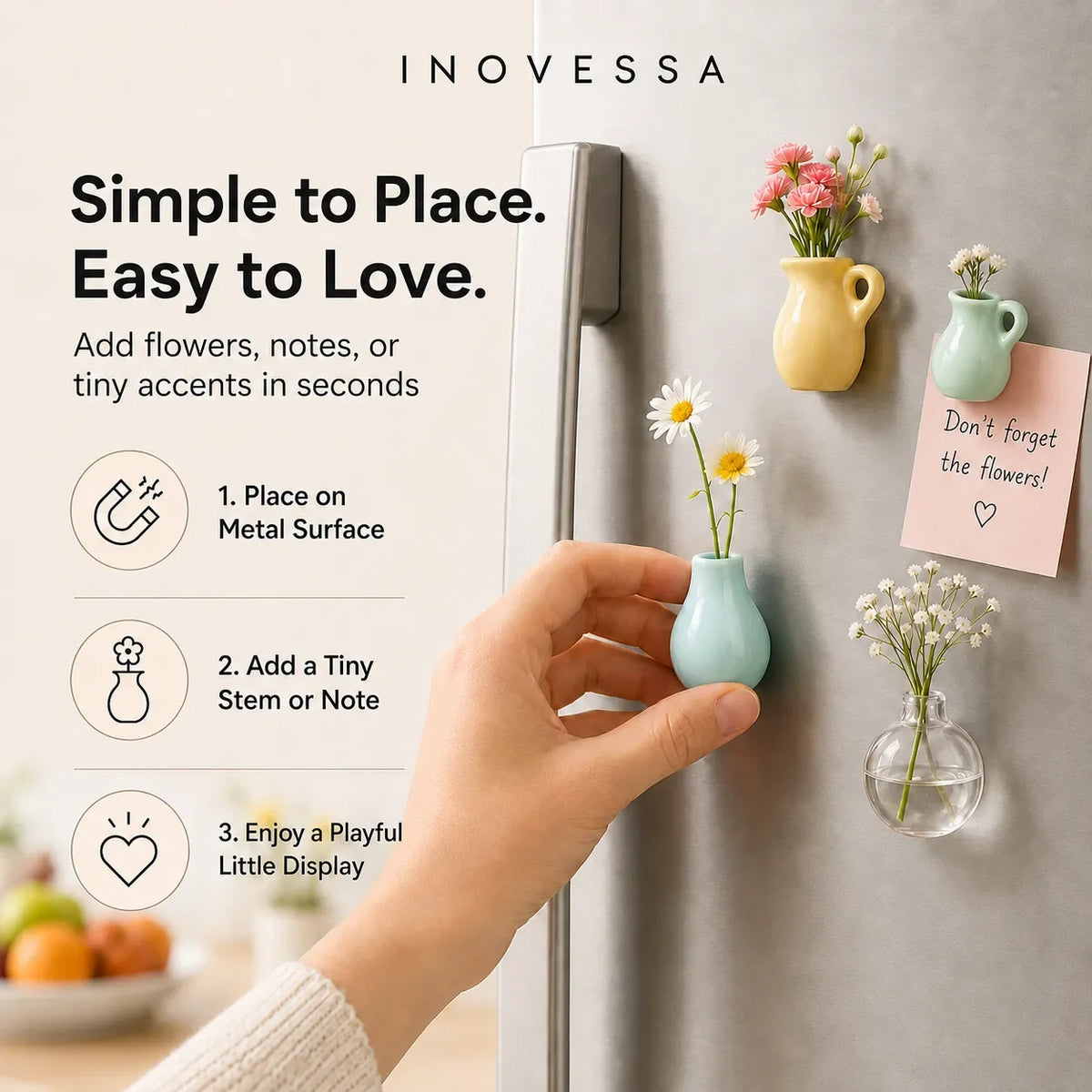 Ceramic Mini Vase Fridge Magnets for Small Fresh Flowers