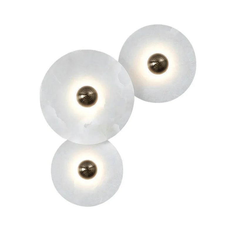 Alabaster Cluster Wall Light Multi Disc Natural Stone Hidden LED Bronze