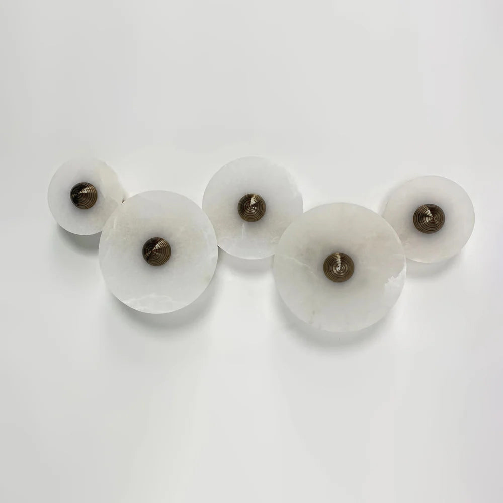 Alabaster Cluster Wall Light Multi Disc Natural Stone Hidden LED Bronze