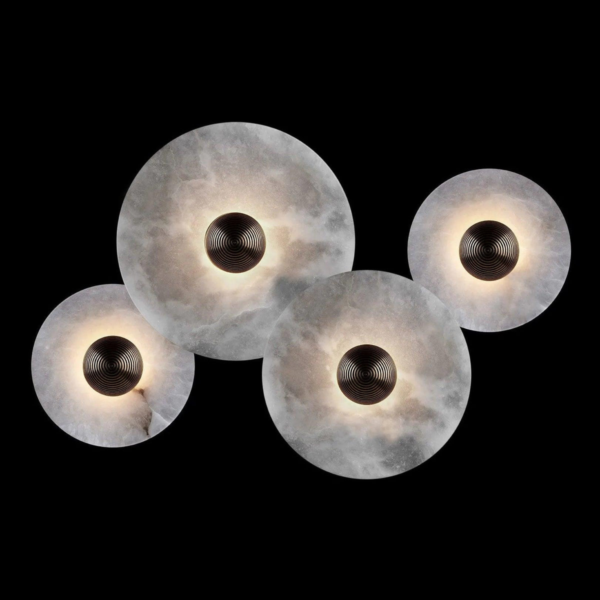 Alabaster Cluster Wall Light Multi Disc Natural Stone Hidden LED Bronze