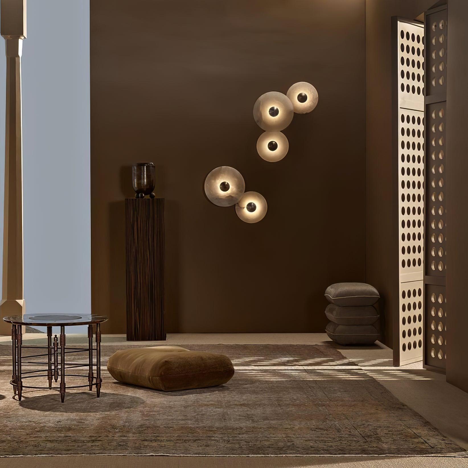 Alabaster Cluster Wall Light Multi Disc Natural Stone Hidden LED Bronze