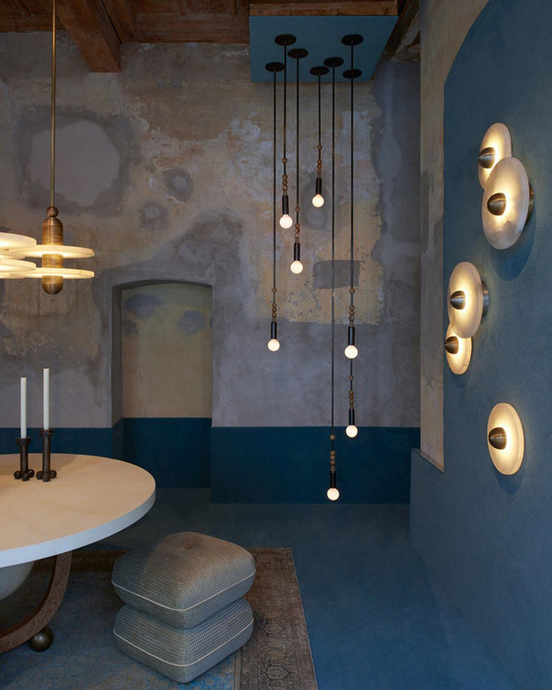 Alabaster Wall Light Natural Stone Disc Integrated LED Dimmable Sconce