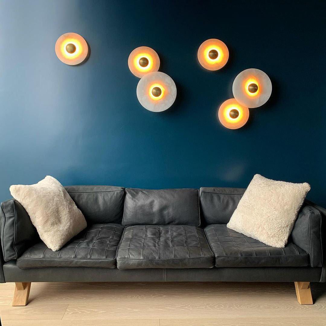 Alabaster Wall Light Natural Stone Disc Integrated LED Dimmable Sconce