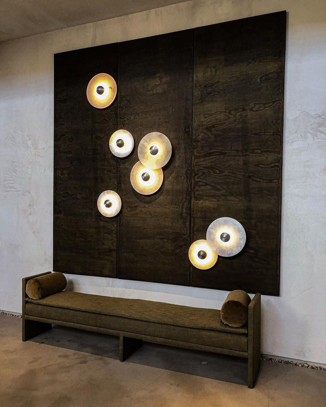 Alabaster Wall Light Natural Stone Disc Integrated LED Dimmable Sconce