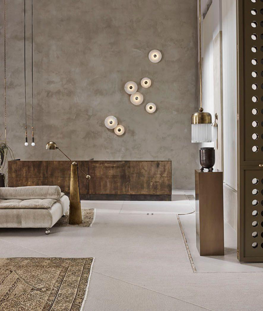 Alabaster Wall Light Natural Stone Disc Integrated LED Dimmable Sconce