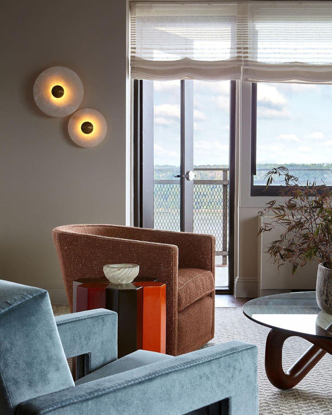 Alabaster Wall Light Natural Stone Disc Integrated LED Dimmable Sconce