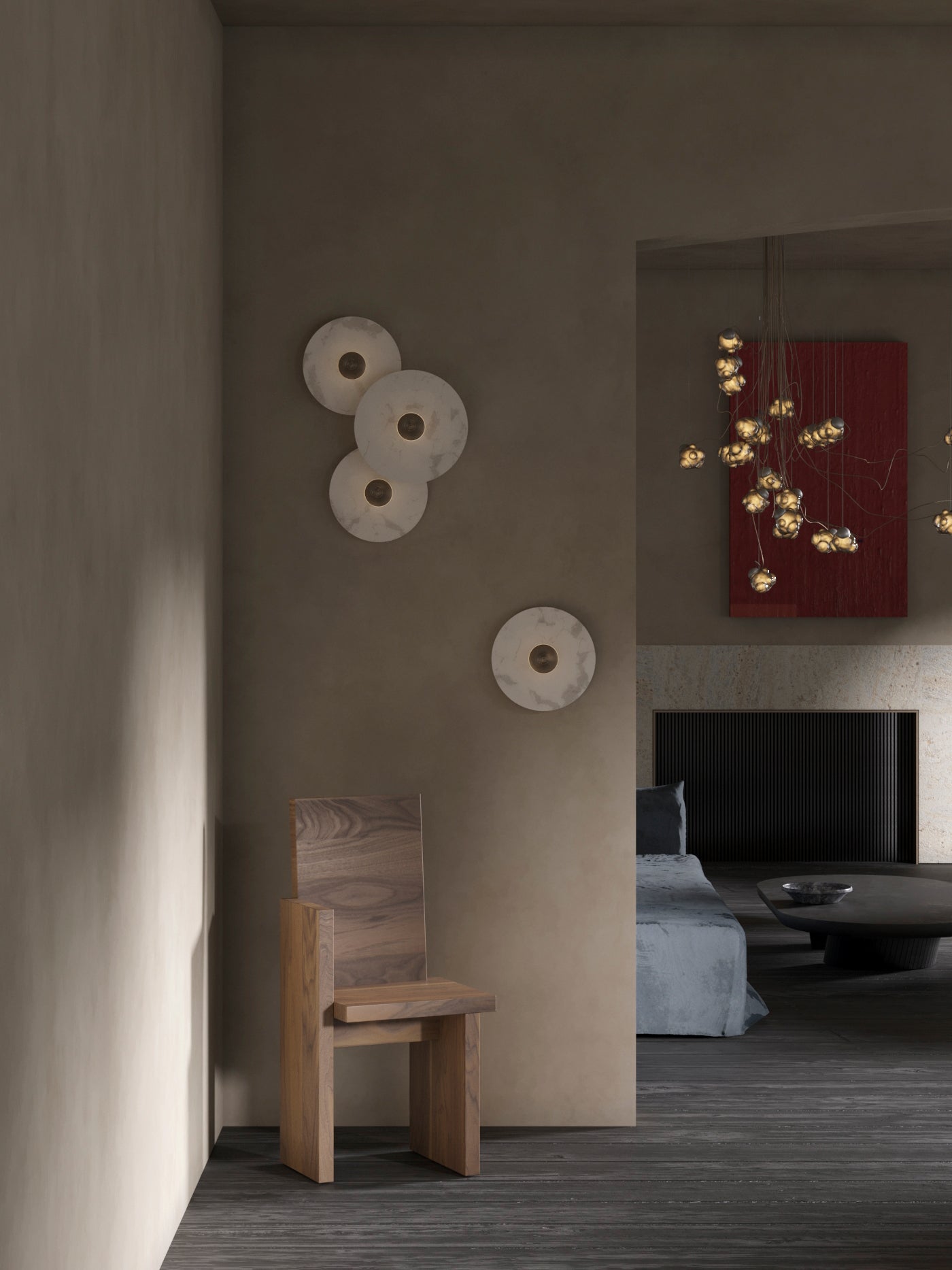 Alabaster Wall Light Natural Stone Disc Integrated LED Dimmable Sconce