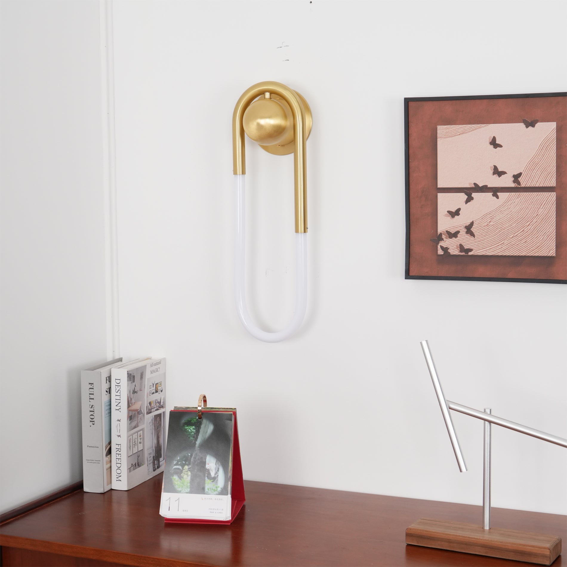 Loop Wall Sconce Brass Integrated LED Dimmable for Hallway and Bedside