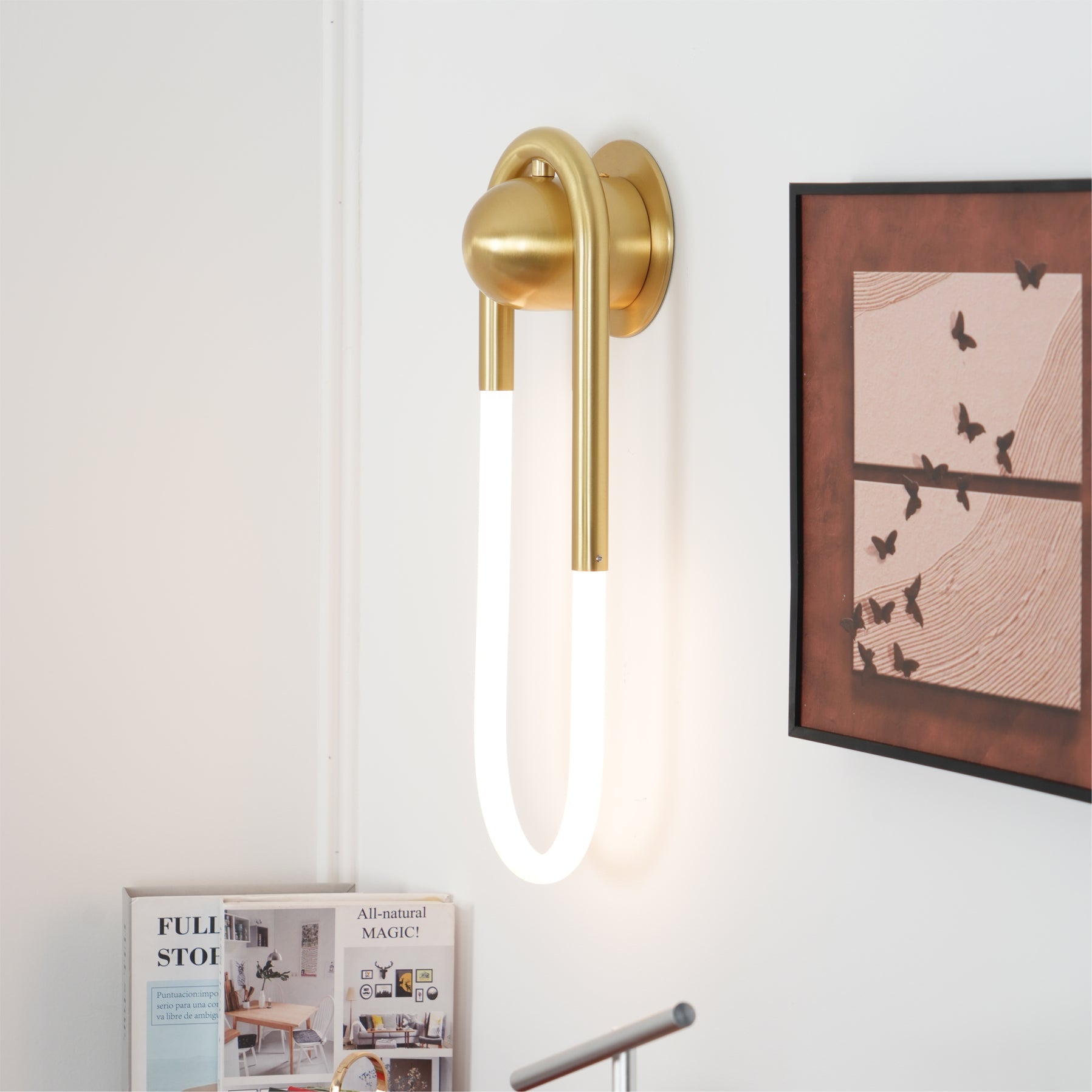 Loop Wall Sconce Brass Integrated LED Dimmable for Hallway and Bedside