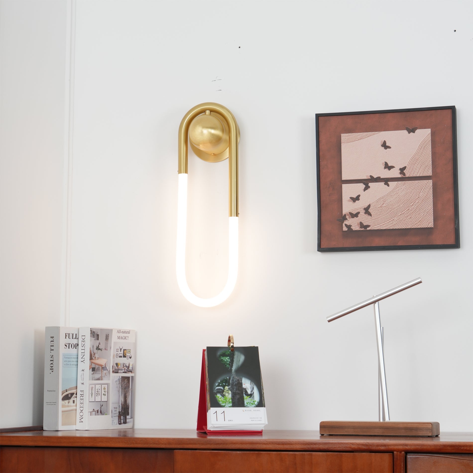 Loop Wall Sconce Brass Integrated LED Dimmable for Hallway and Bedside