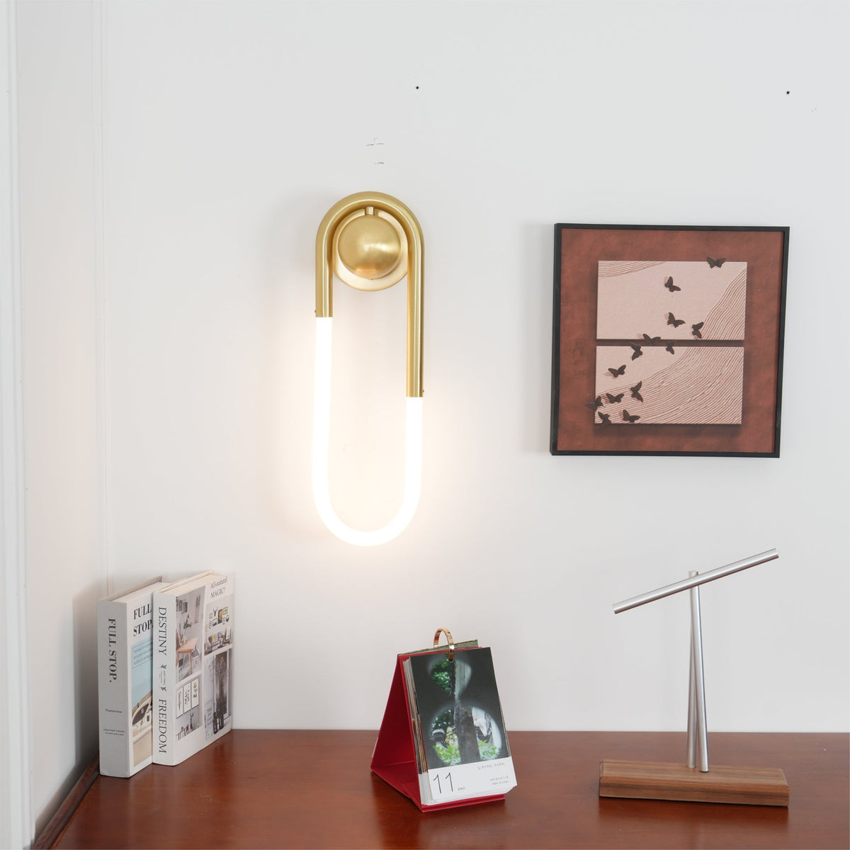 Loop Wall Sconce Brass Integrated LED Dimmable for Hallway and Bedside
