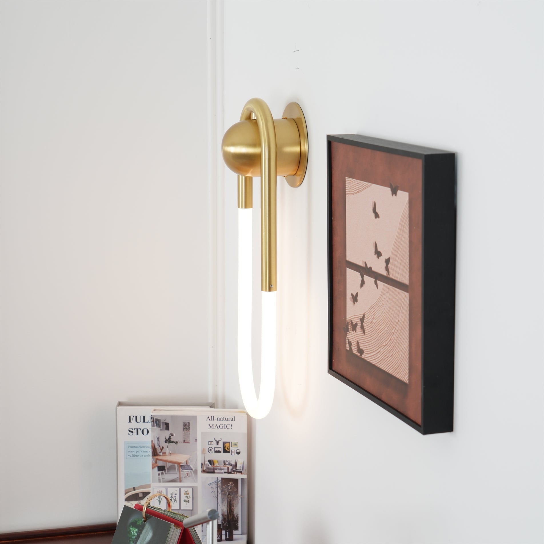 Loop Wall Sconce Brass Integrated LED Dimmable for Hallway and Bedside