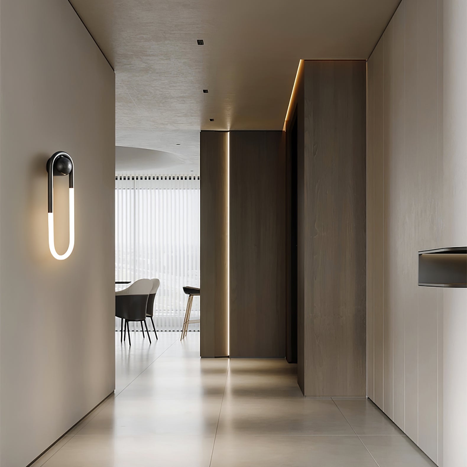 Loop Wall Sconce Brass Integrated LED Dimmable for Hallway and Bedside