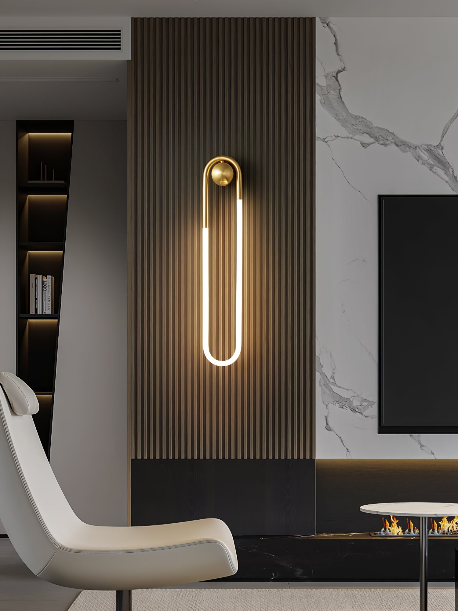 Loop Wall Sconce Brass Integrated LED Dimmable for Hallway and Bedside