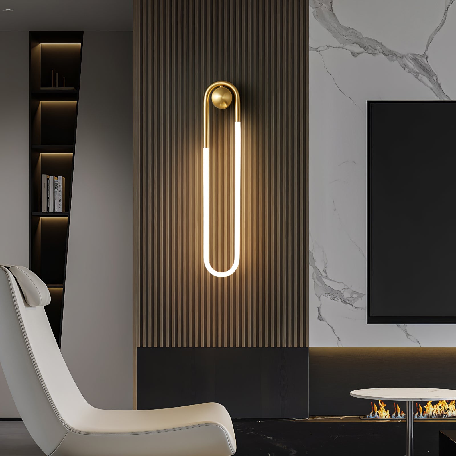 Loop Wall Sconce Brass Integrated LED Dimmable for Hallway and Bedside