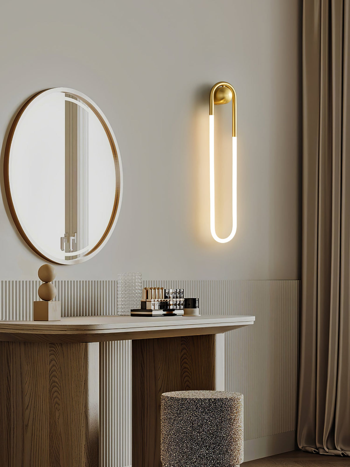 Loop Wall Sconce Brass Integrated LED Dimmable for Hallway and Bedside