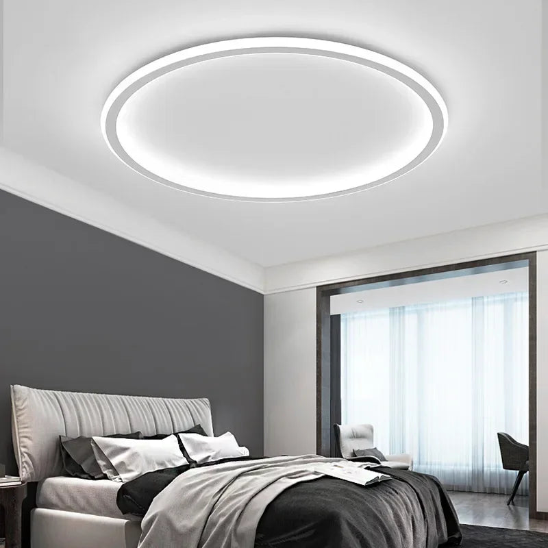 Rund LED-loftlampe med ultratynd ring og baggrundsbelysning