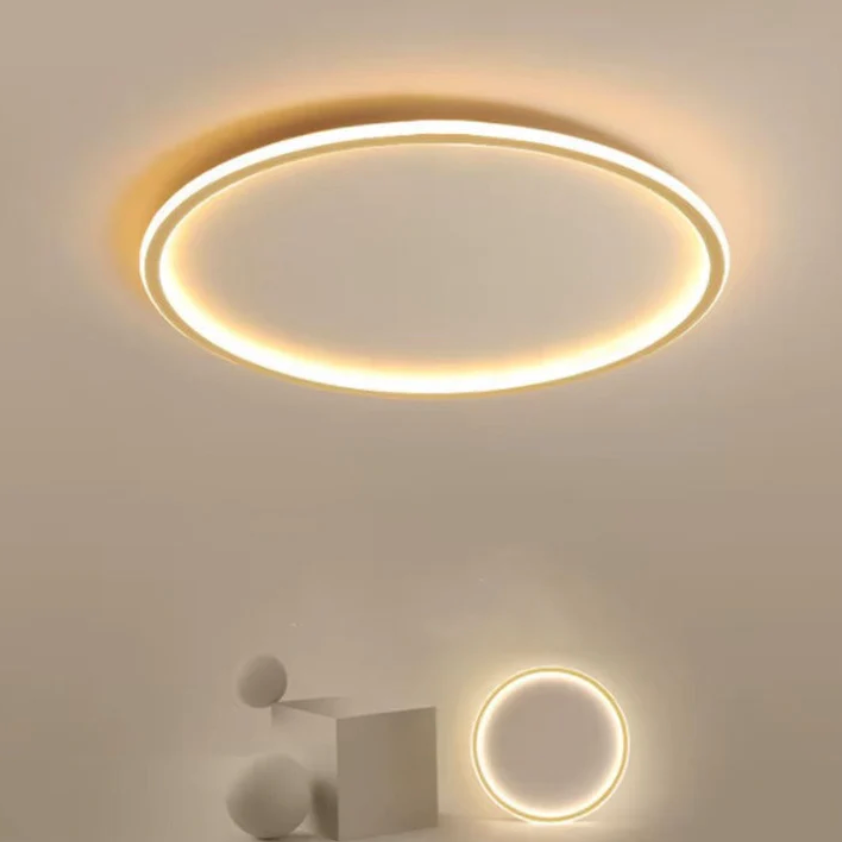 Rund LED-loftlampe med ultratynd ring og baggrundsbelysning