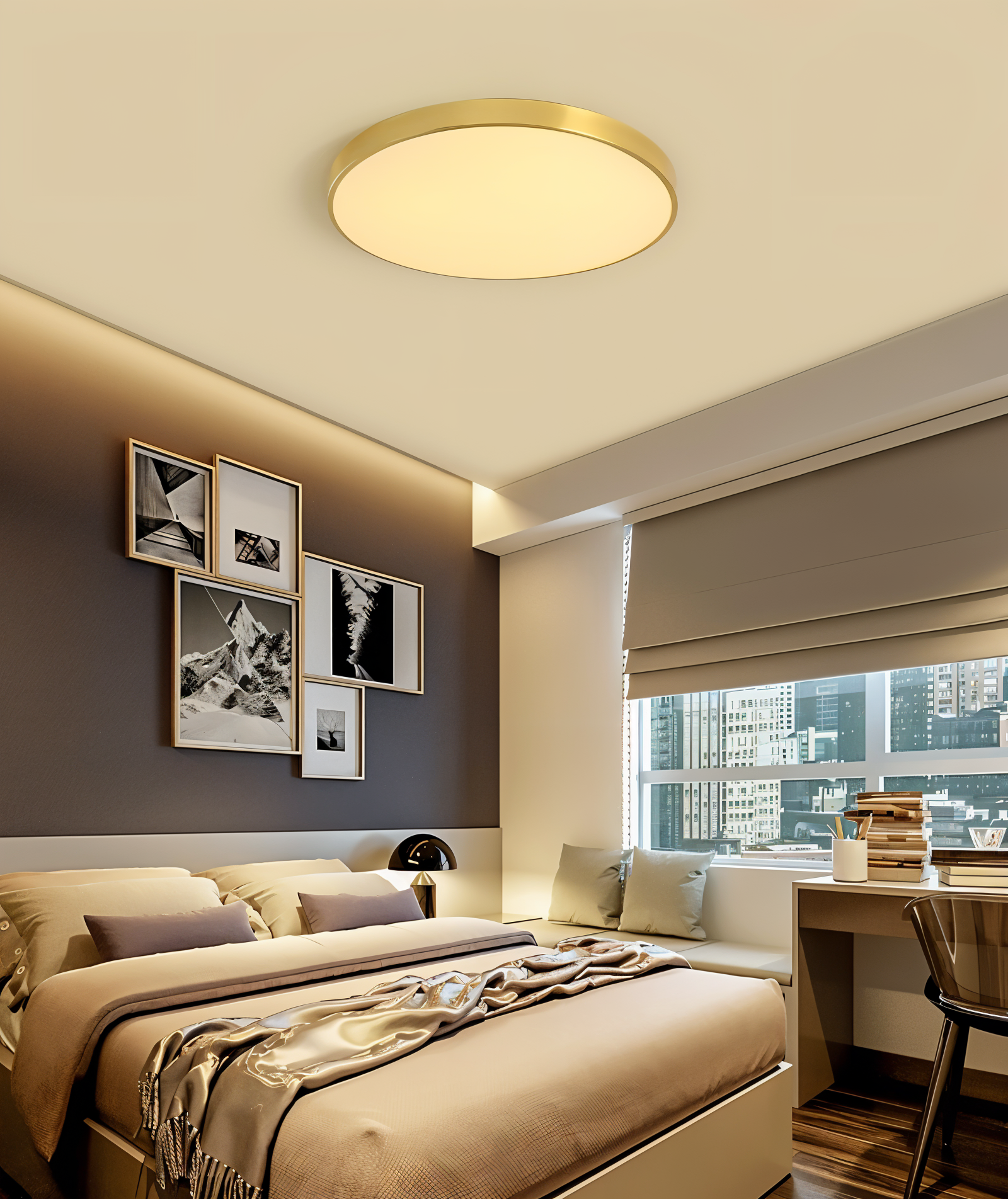 Rund LED loftlampe med slankt design